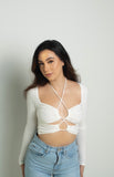 Lily Lace-Up Long Sleeve Crop Top